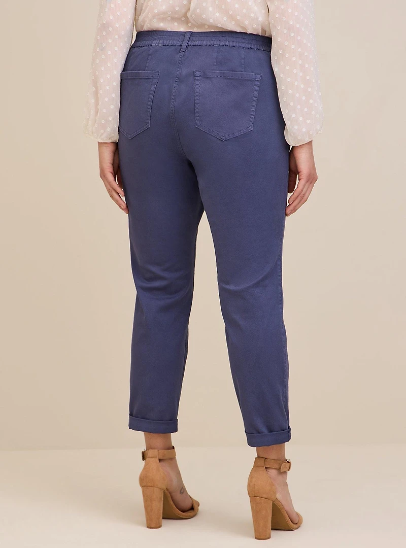 Pull-On Boyfriend Straight Stretch Twill Mid-Rise Pant
