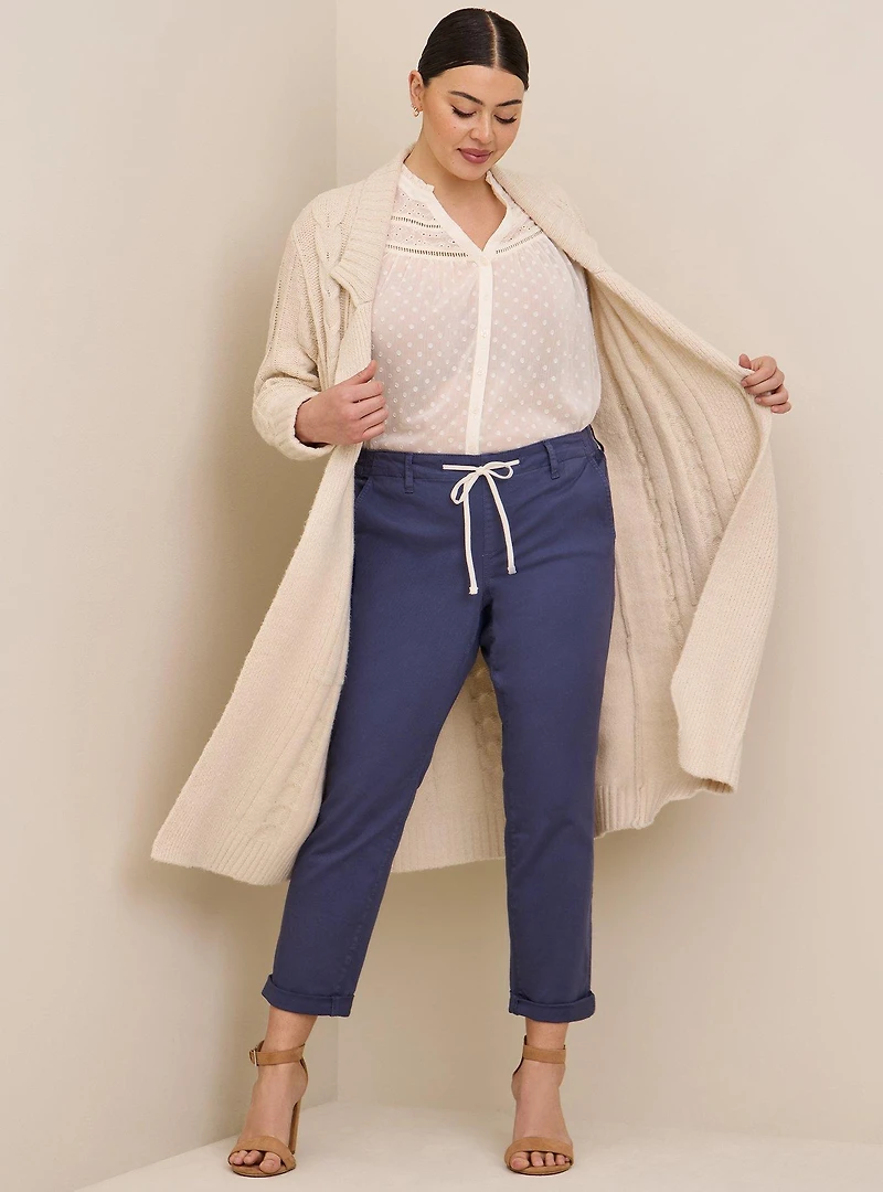 Pull-On Boyfriend Straight Stretch Twill Mid-Rise Pant