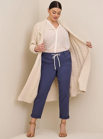 Pull-On Boyfriend Straight Stretch Twill Mid-Rise Pant