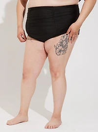 High Rise Midfit Ruched Swim Bottom