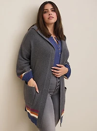 Cardigan Hooded Open Front Sweater