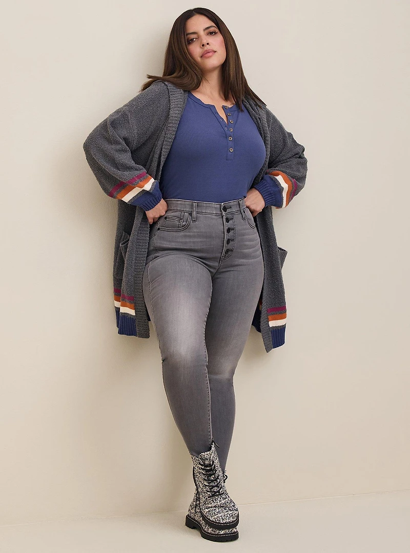 Cardigan Hooded Open Front Sweater