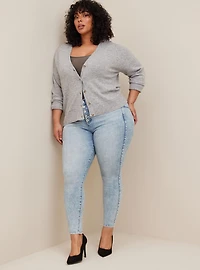 Vegan Cashmere Cardigan V-Neck Drop Shoulder Sweater