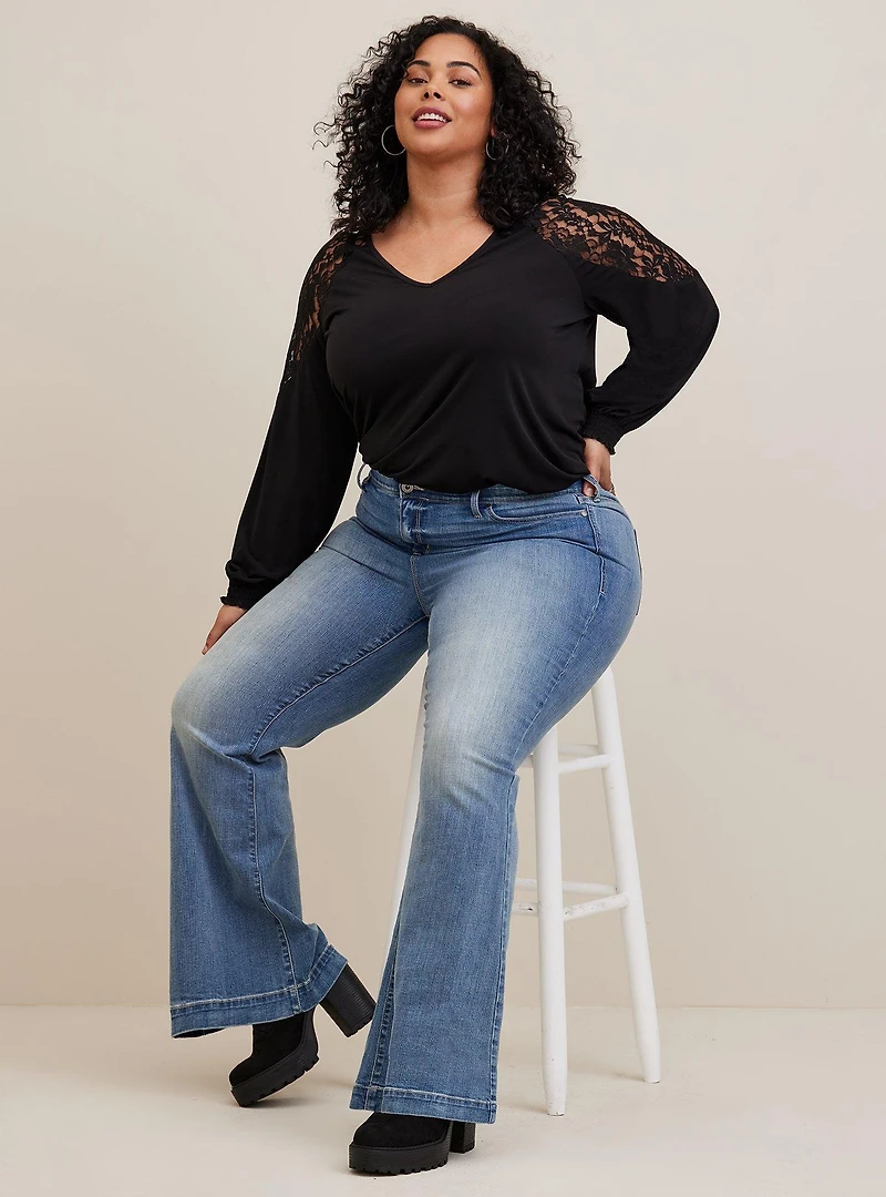 Studio Knit Lace Shoulder Top