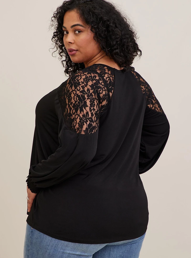 Studio Knit Lace Shoulder Top