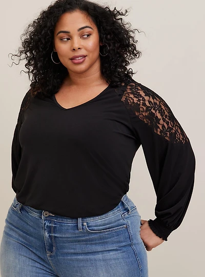 Studio Knit Lace Shoulder Top