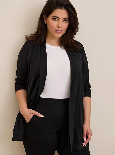 Crepe Open Front Cardigan