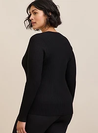 Fitted Cardigan V-Neck Sweater