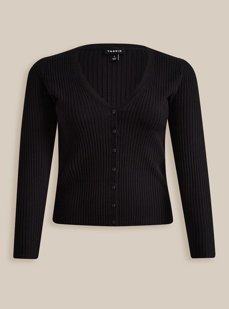 Fitted Cardigan V-Neck Sweater