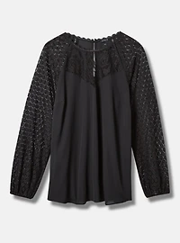 Georgette Lace Mix Sleeve Top