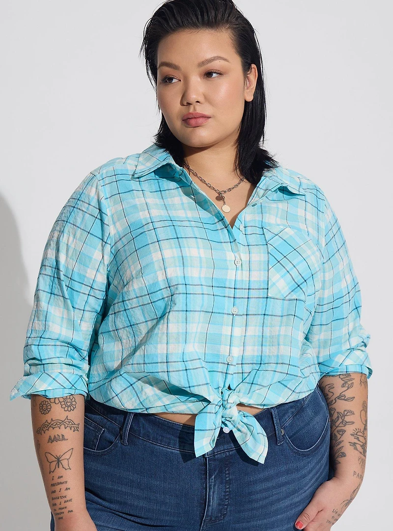 Lizzie Cotton Button-Up Long Sleeve Shirt