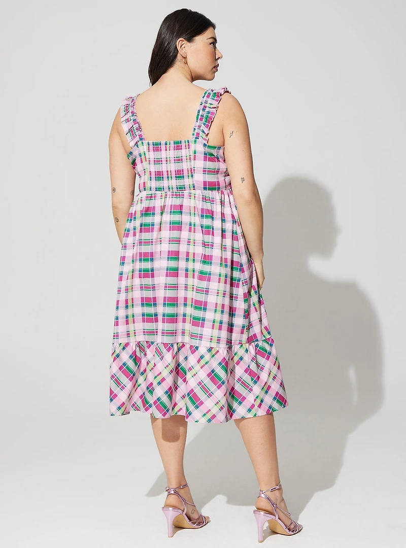 Mini Poplin Tiered Ruffle Strap Dress
