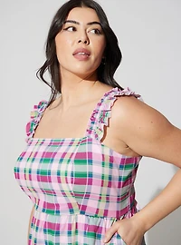 Mini Poplin Tiered Ruffle Strap Dress