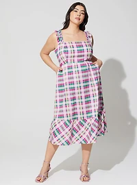Mini Poplin Tiered Ruffle Strap Dress