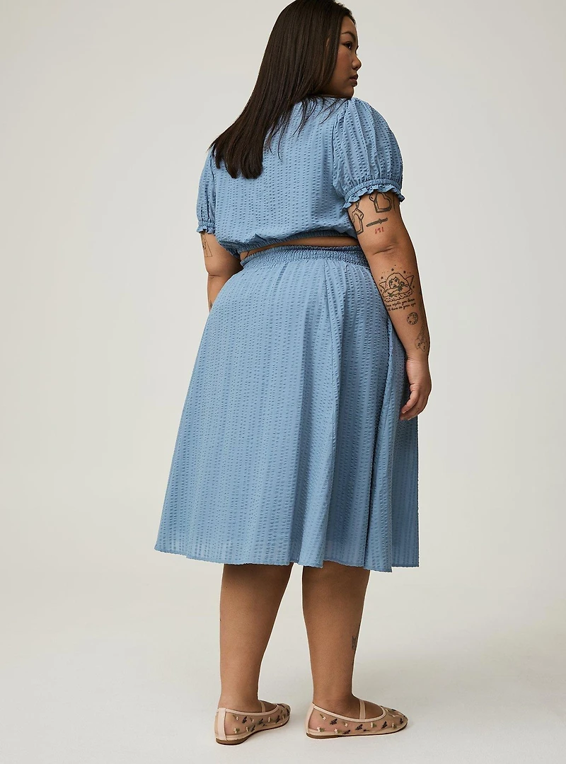 Midi Seersucker Smocked Skirt Set