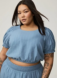 Midi Seersucker Smocked Skirt Set