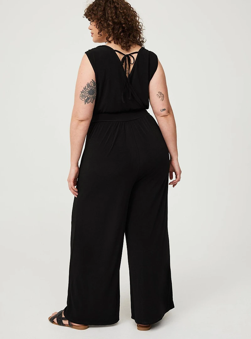 Studio Knit Surplice Tie Back Jumpsuit