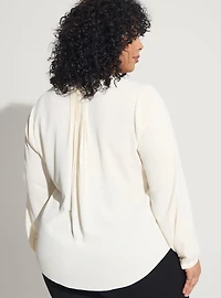 Studio Crepe De Chine Button Front Long Sleeve Blouse