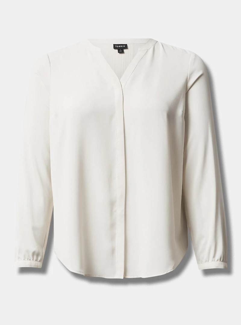 Studio Crepe De Chine Button Front Long Sleeve Blouse