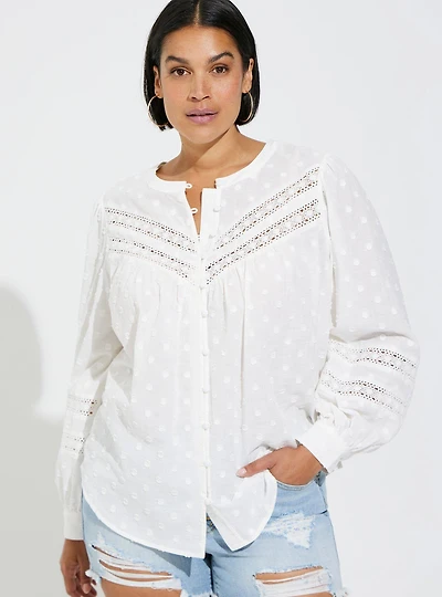 Clip Floral Lace Trim Top