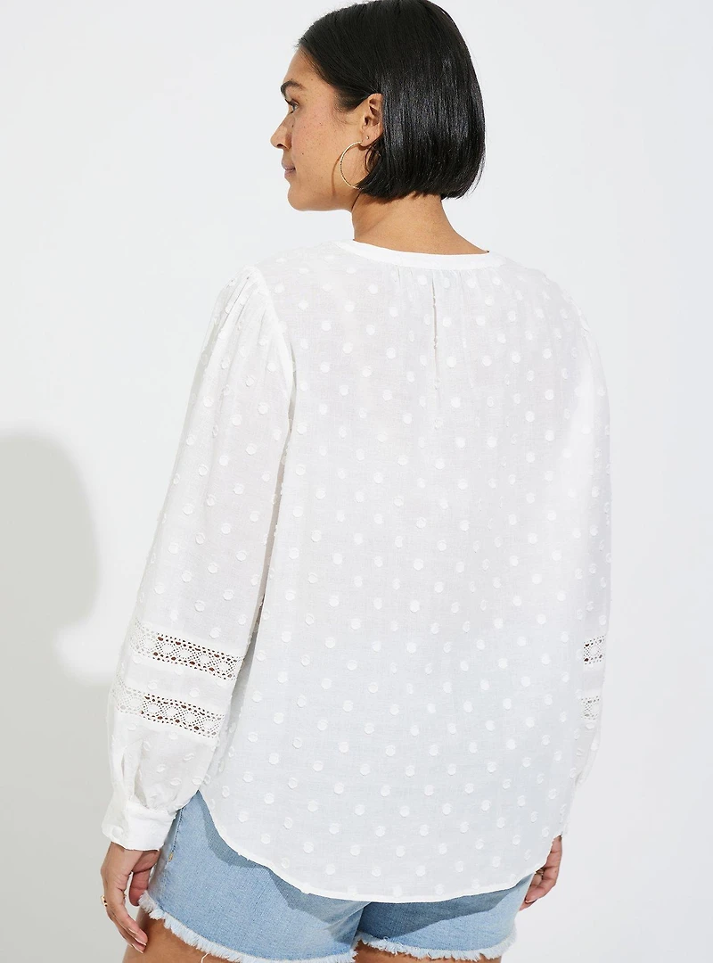 Clip Floral Lace Trim Top