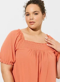 Washable Gauze Smocked Yoke Top