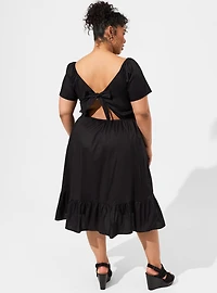Midi Poplin Sheer Waist Dress