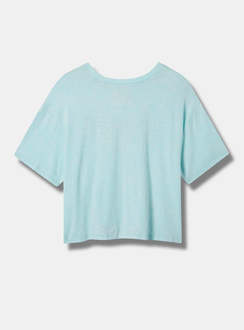USA Relaxed Fit Super Soft Slub Crew Neck Crop Tee