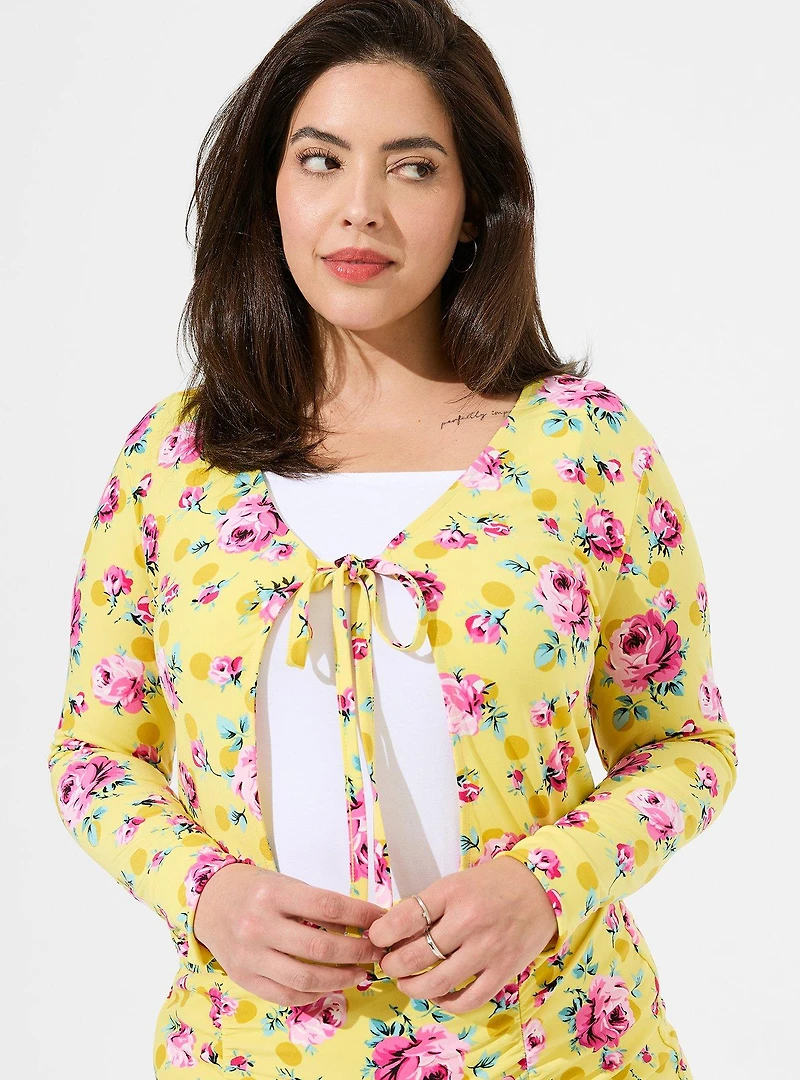 Betsey Johnson Studio Knit Tie Front Crop Cardigan
