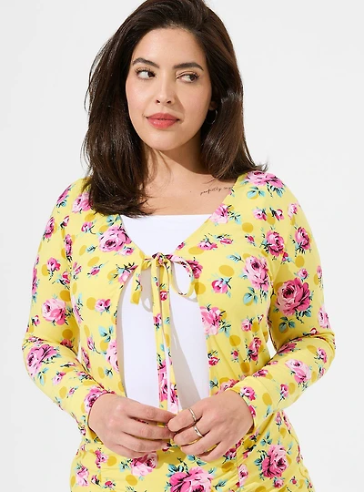 Betsey Johnson Studio Knit Tie Front Crop Cardigan
