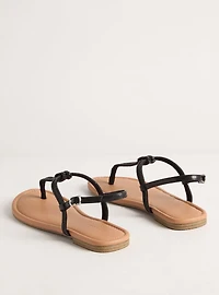 Embellished Knot T-Strap Sandal (WW