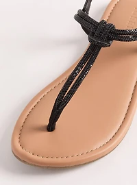 Embellished Knot T-Strap Sandal (WW