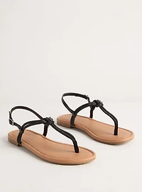 Embellished Knot T-Strap Sandal (WW