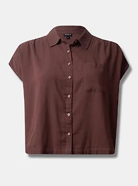 Double Gauze Button Up Short Sleeve Shirt Top