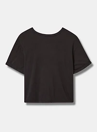 Skeleton Fit Cotton Crew Neck Roll Sleeve Crop Tee