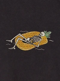 Skeleton Fit Cotton Crew Neck Roll Sleeve Crop Tee