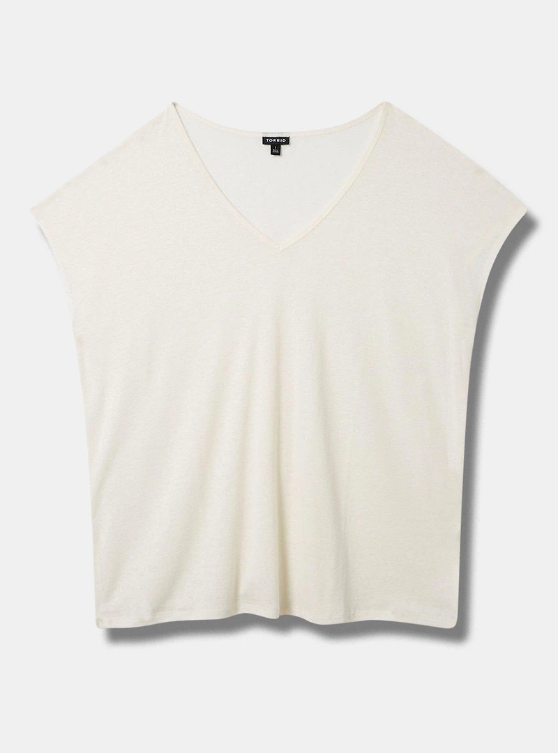 Lightweight Linen Blend V-Neck Dolman Tee
