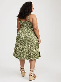 Button-Front Midi Dress