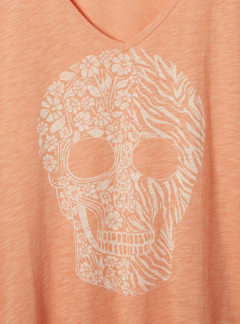 Skull Relaxed Fit Cotton Modal Slub V-Neck Dolman Tank