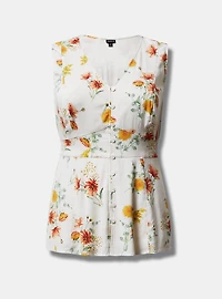 Rayon Slub Button Up With Waist Detail Tank