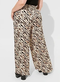Pull-On Super Wide Leg Streaky Satin High-Rise Pant