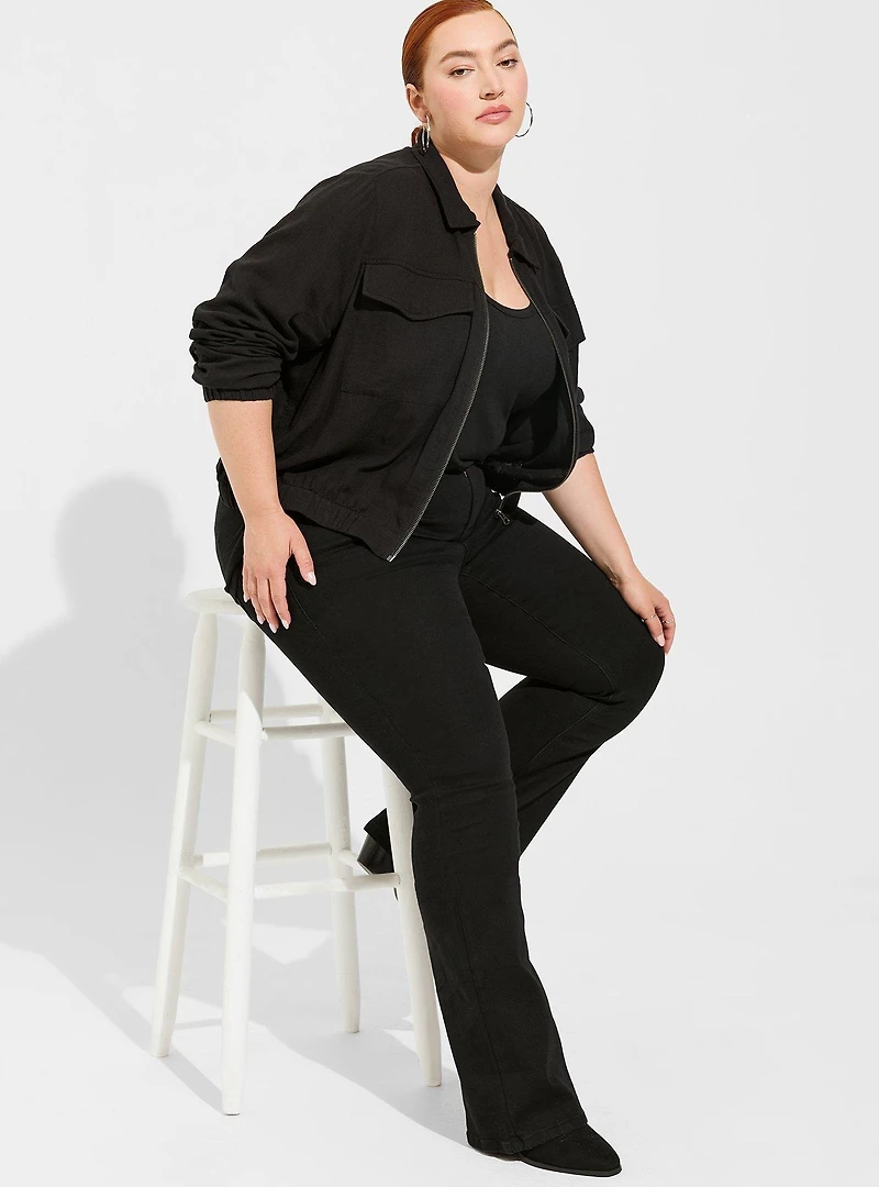 Double Gauze Zip Front Jacket