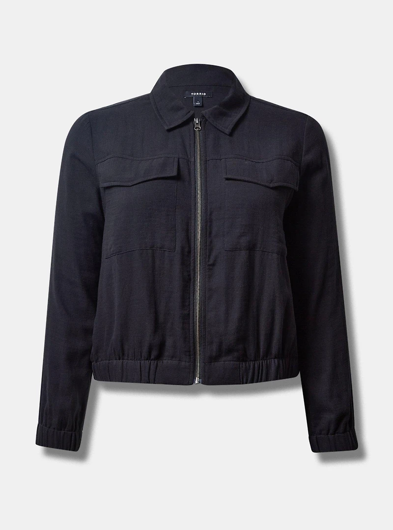 Double Gauze Zip Front Jacket