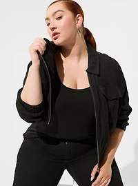 Double Gauze Zip Front Jacket