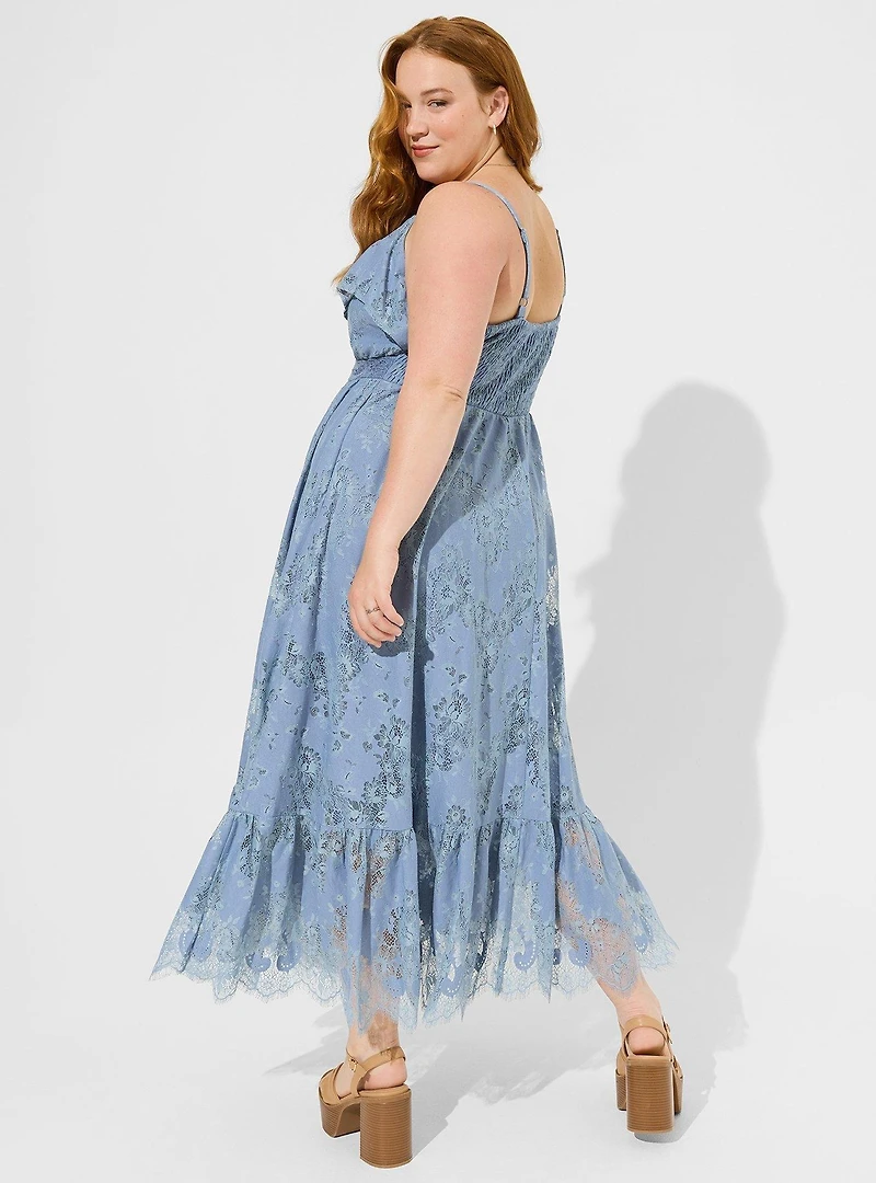 Maxi Two Tone Lace Tiered Hem Dress