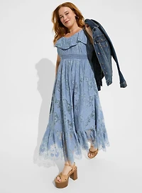 Maxi Two Tone Lace Tiered Hem Dress
