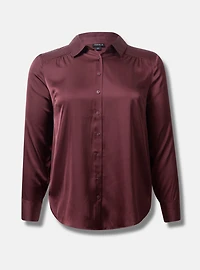 Madison Satin Button-Up Long Sleeve Shirt