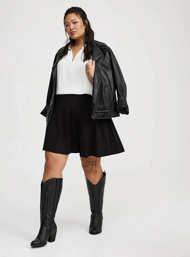 Mini Pleated Ponte Skirt