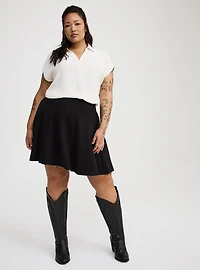 Mini Pleated Ponte Skirt