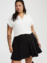 Mini Pleated Ponte Skirt